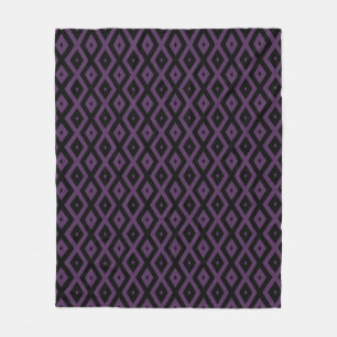 Dark purple and black diamond pattern fleece blanket