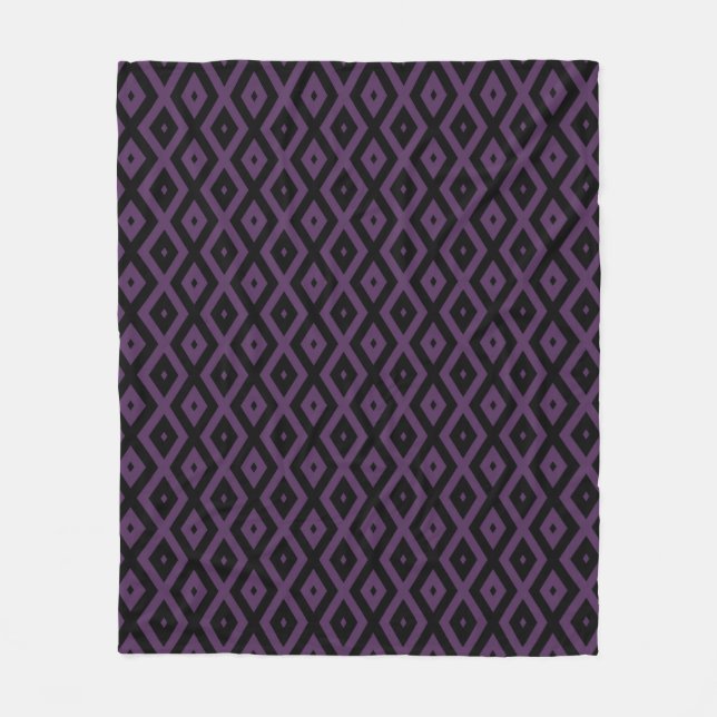 Dark purple and black diamond pattern fleece blanket (Front)