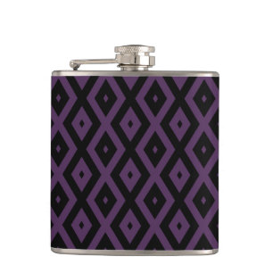 Dark purple and black diamond pattern hip flask