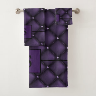 Dark Purple and Black Elegant Design Bath Towel Set