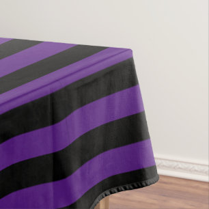 Dark Purple and Black Striped  Tablecloth