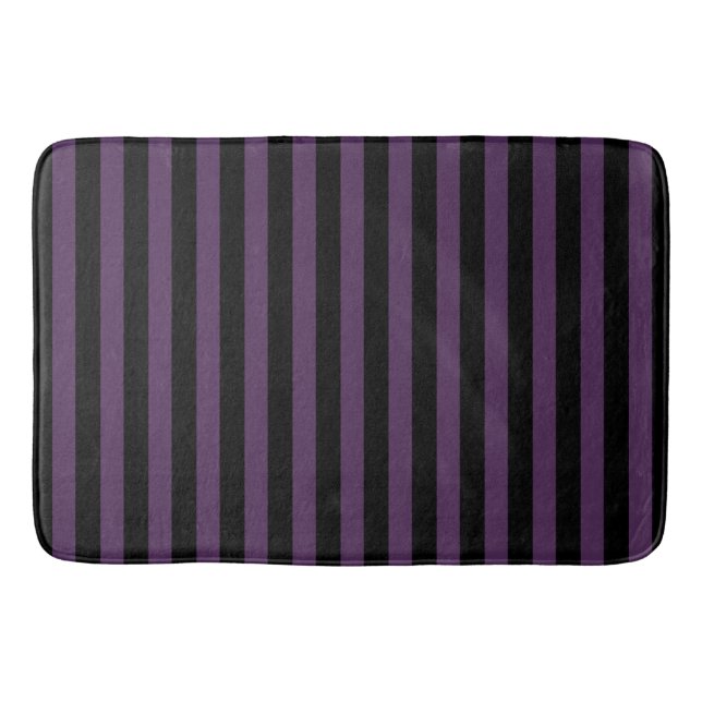 Dark purple and black stripes bath mat (Front)