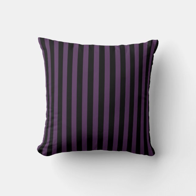 Dark purple and black stripes throw pillow (Front)