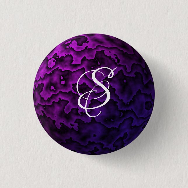 Dark Purple and Black Wavy Pattern 1 Inch Round Button (Front)