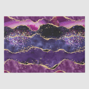 Dark Purple and Gold Glitter Sequins Agate Tissue Paper