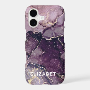dark purple and gold marble glitter personalized
