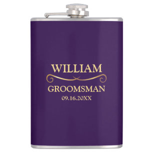 Dark Purple and Gold Vinyl Wrapped Hip Flask