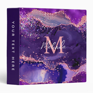 Dark Purple and Pink Glitter Sequins Agate Binder