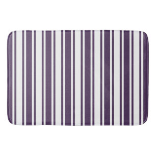 Dark purple and white candy stripes bath mat