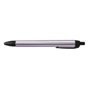 Dark purple and white candy stripes black ink pen