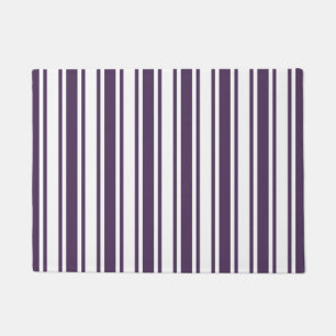 Dark purple and white candy stripes doormat