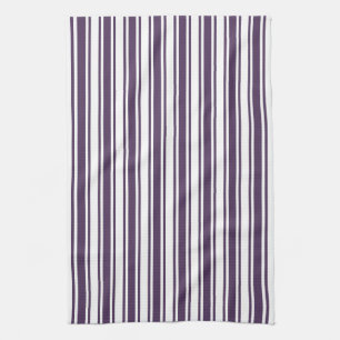 Dark purple and white candy stripes kitchen towel