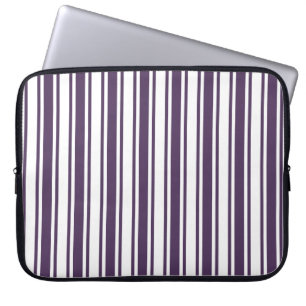 Dark purple and white candy stripes laptop sleeve