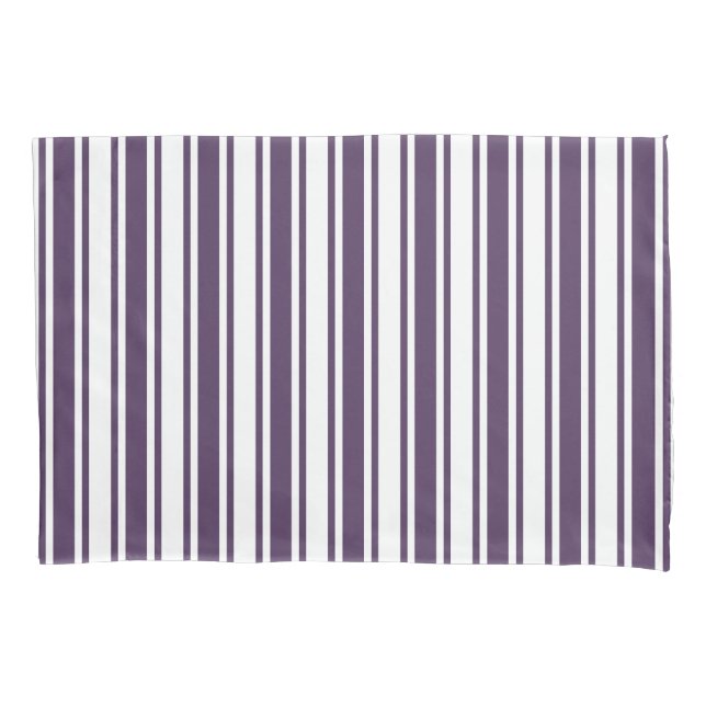 Dark purple and white candy stripes pillowcase (Front)