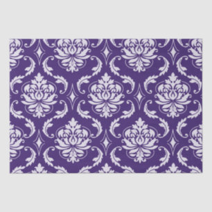 Dark Purple and White Vintage Damask Pattern Tissue Paper