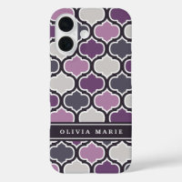 Dark Purple Arabesque Pattern Personalized Name