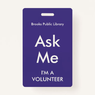 Dark Purple Ask Me Badge for Volunteers
