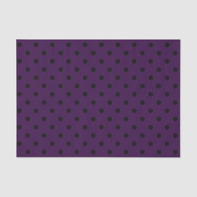 Dark Purple & Black Polka Dots Tissue Paper (Front)