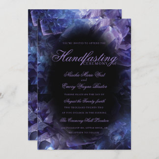 Dark Purple Boho Witch Crystals Black Handfasting Invitation