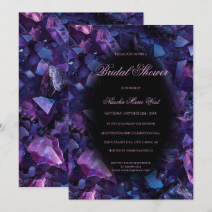 Dark Purple Boho Witch Crystals Bridal Shower Invitation