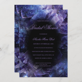 Dark Purple Boho Witch Crystals Bridal Shower Invitation