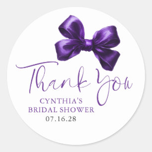 Dark Purple Bow Favours Bridal Shower Thank You  Classic Round Sticker