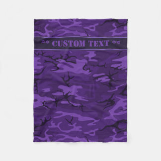Dark Purple Camo w/ Custom Text Fleece Blanket