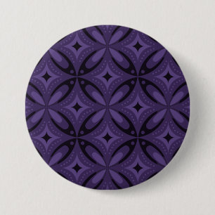 Dark Purple Coloured Retro Pattern 3 Inch Round Button