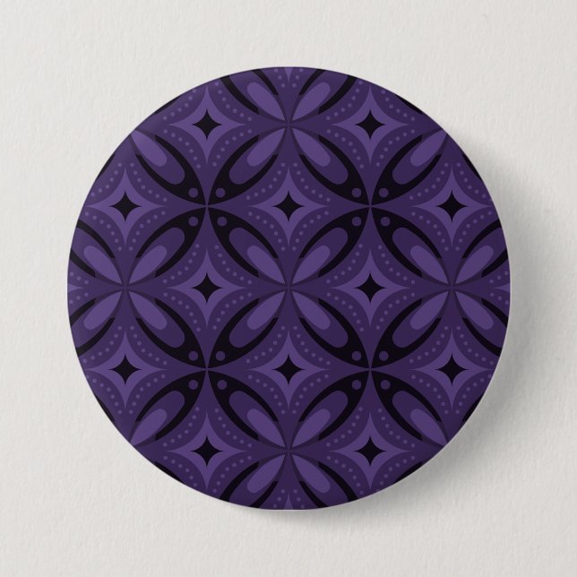 Dark Purple Coloured Retro Pattern 3 Inch Round Button (Front)