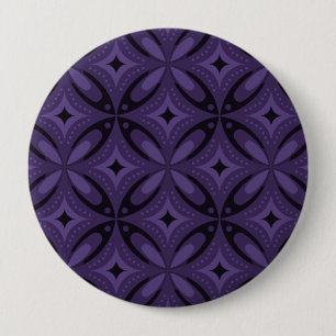 Dark Purple Coloured Retro Pattern 4 Inch Round Button
