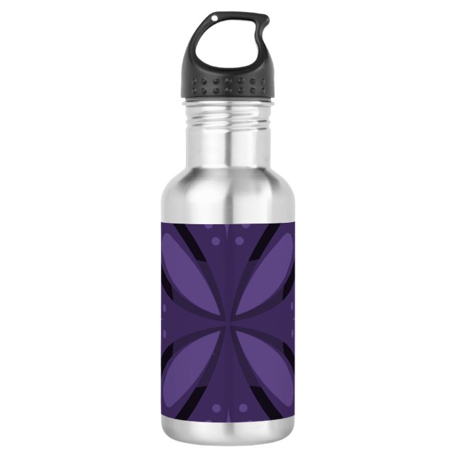 Dark Purple Coloured Retro Pattern 532 Ml Water Bottle (Front)
