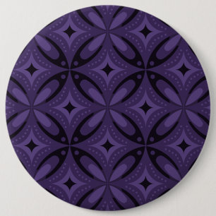 Dark Purple Coloured Retro Pattern 6 Inch Round Button