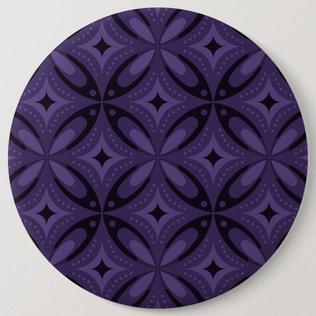 Dark Purple Coloured Retro Pattern 6 Inch Round Button (Front)