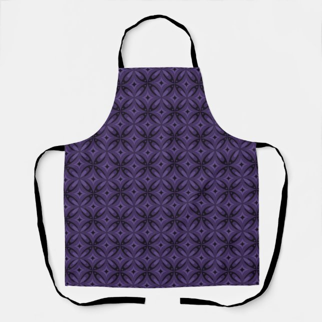 Dark Purple Coloured Retro Pattern Apron (Front)
