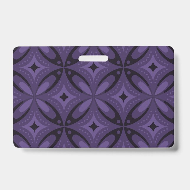 Dark Purple Coloured Retro Pattern Badge (Front)