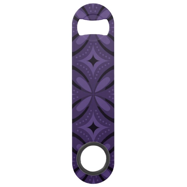 Dark Purple Coloured Retro Pattern Bar Key (Front)