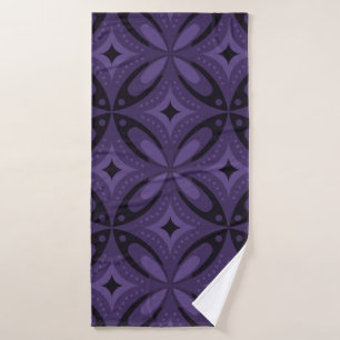 Dark Purple Coloured Retro Pattern Bath Towel