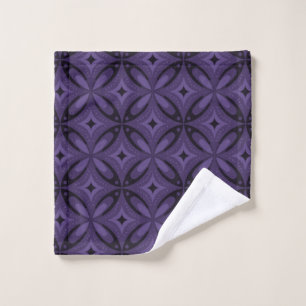 Dark Purple Coloured Retro Pattern Bath Towel Set