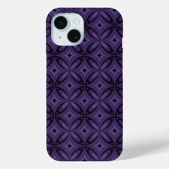 Dark Purple Coloured Retro Pattern Case-Mate iPhone Case (Back)