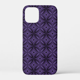 Dark Purple Coloured Retro Pattern iPhone 12 Mini Case