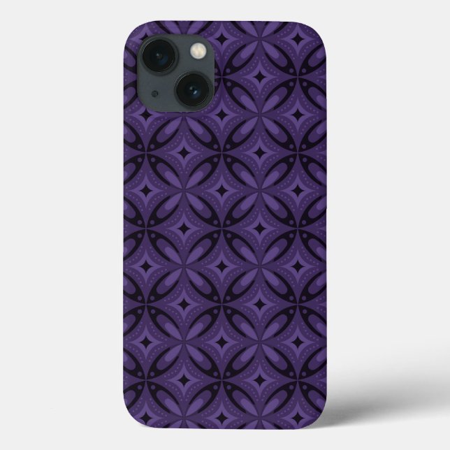 Dark Purple Coloured Retro Pattern Case-Mate iPhone Case (Back)