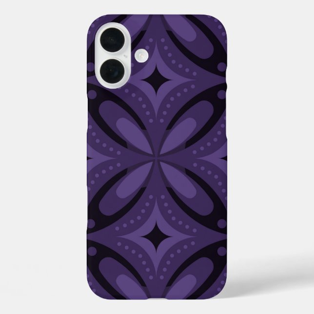 Dark Purple Coloured Retro Pattern Case-Mate iPhone Case (Back)