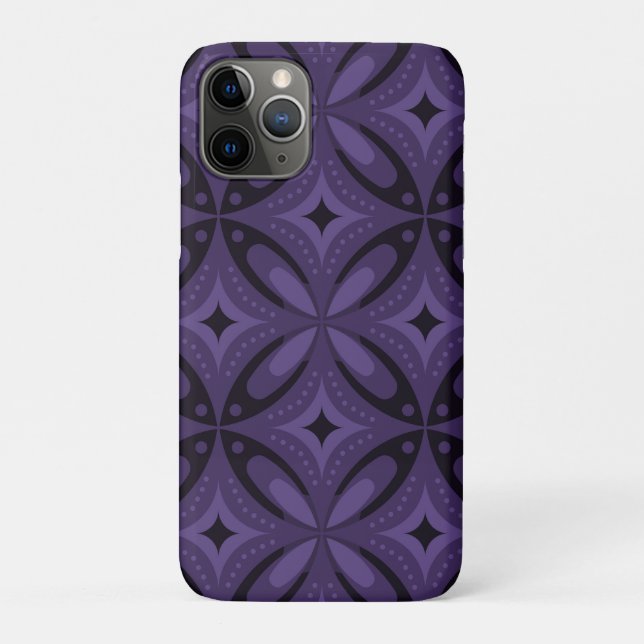 Dark Purple Coloured Retro Pattern Case-Mate iPhone Case (Back)