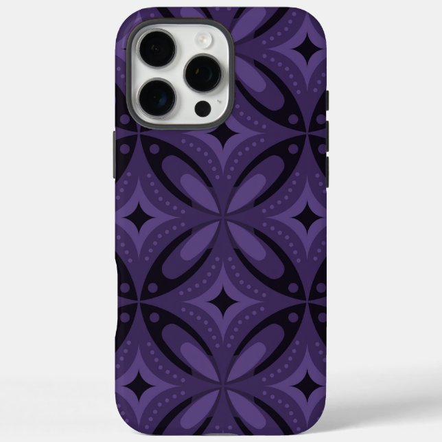 Dark Purple Coloured Retro Pattern Case-Mate iPhone Case (Back)