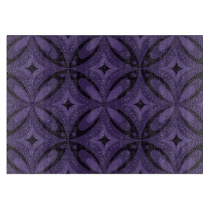 Dark Purple Coloured Retro Pattern Cutting Board