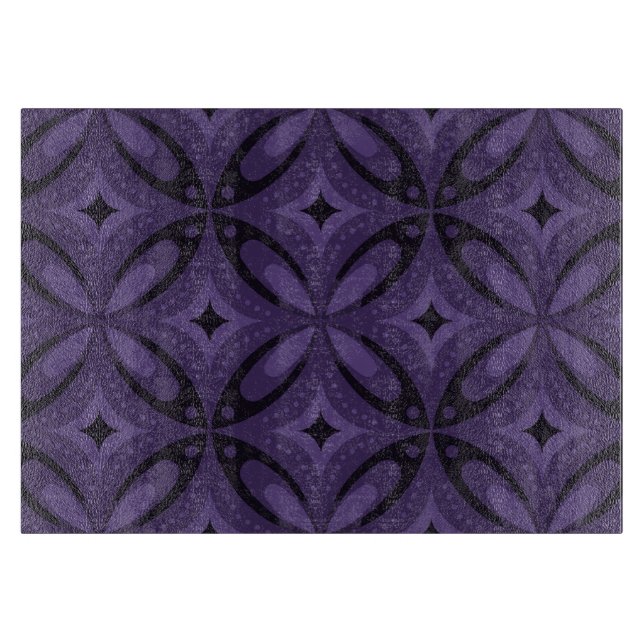 Dark Purple Coloured Retro Pattern Cutting Board (Front)