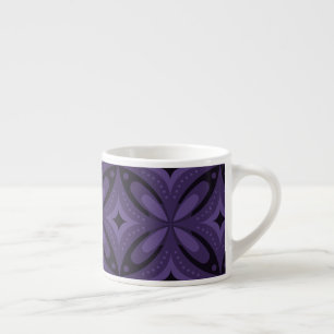 Dark Purple Coloured Retro Pattern Espresso Cup