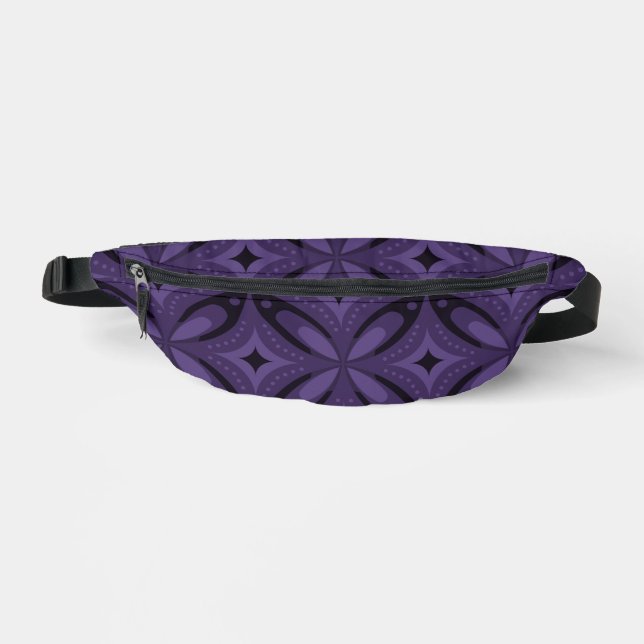 Dark Purple Coloured Retro Pattern Fanny Pack (Front)