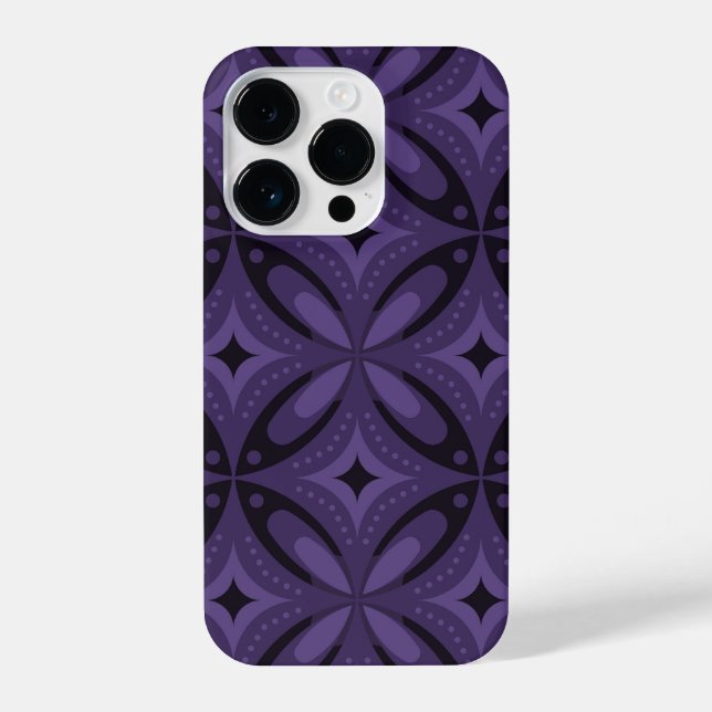 Dark Purple Coloured Retro Pattern iPhone Case (Back)