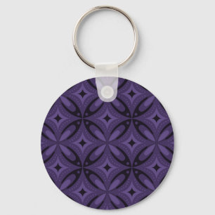 Dark Purple Coloured Retro Pattern Keychain